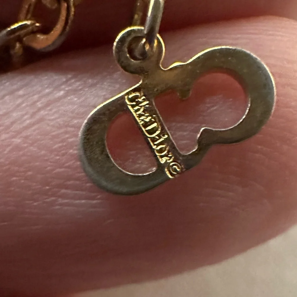 Christian Dior CD-Logo Design Pendant Necklace Golden